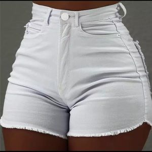 White jean shorts